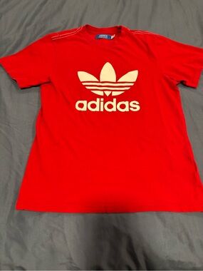 Adidas vintage Red Tee with White Trefoil Logo
